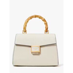 kate spade New York Katy Textured Leather Bamboo Medium Top Handle Satch…